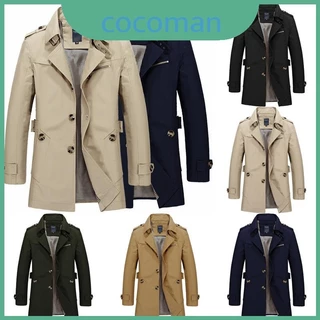 Jaqueta Masculina De Inverno Midlong , Sobretudo Casual Elegante Com Gola De Lapela , Dragona E