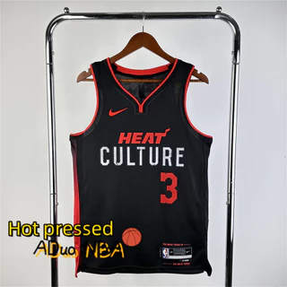 Hot pressed nba Miami Heat #3 Dwyane Wade Black 2023/24 Swingman City Edition blusa de basquete Jersey