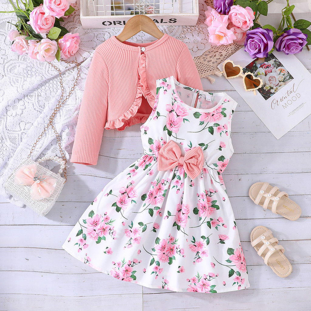 Conjunto Roupa Infantil Menina 2-8Anos Manga Longo Casaco Floral ...