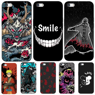 Capa Para iPhone 5 5S SE 2016 4.0 Polegadas De Telefone Protetora Tpu Silicone Macio Preto Caso Smiley