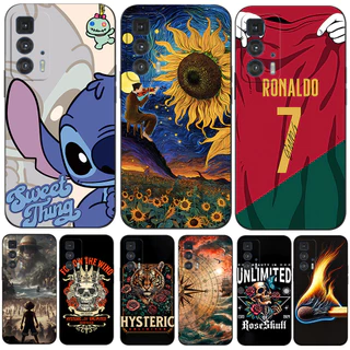 Capa Para Telefone Motorola Edge 20 Pro 5G De Silicone Macia Moto Edge20Pro Protetora Tpu Preta Cristiano Ronaldo Stitch Music Painting