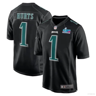 Estoque Pronto SY3 2023 NFL Super Bowl LVII Philadelphia Eagles Jersey Hurts Sports Izrt Black Fans Edição YS3