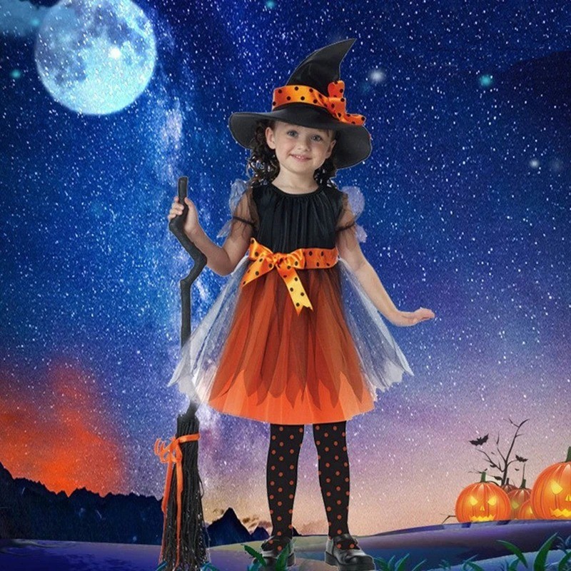 Meninas Halloween Cosplay Crianças Traje Vestido Infantil De Bruxa ...