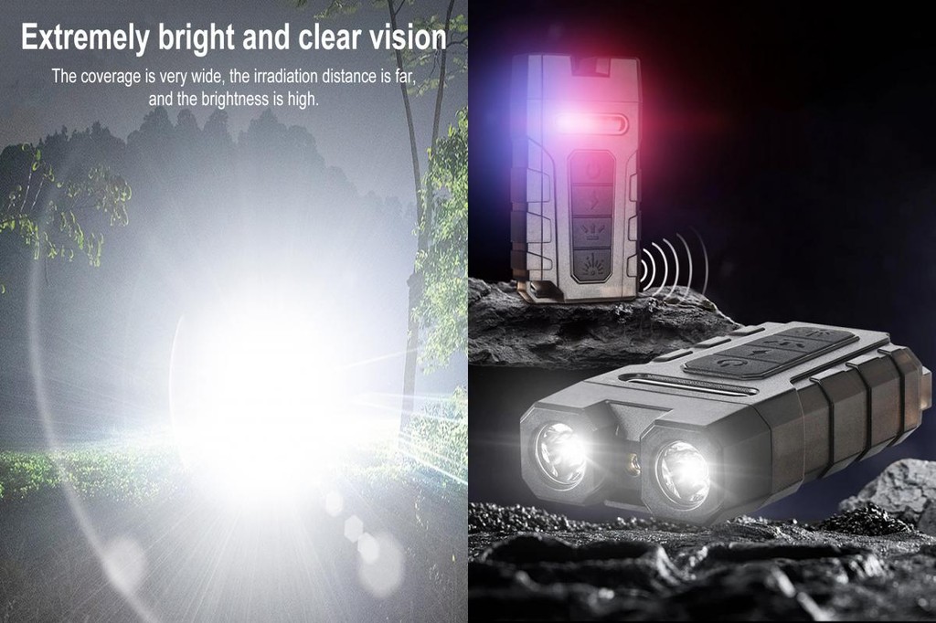 Usbc Rechargeable Flashlight Emergency Alarm Bright Led with Compact