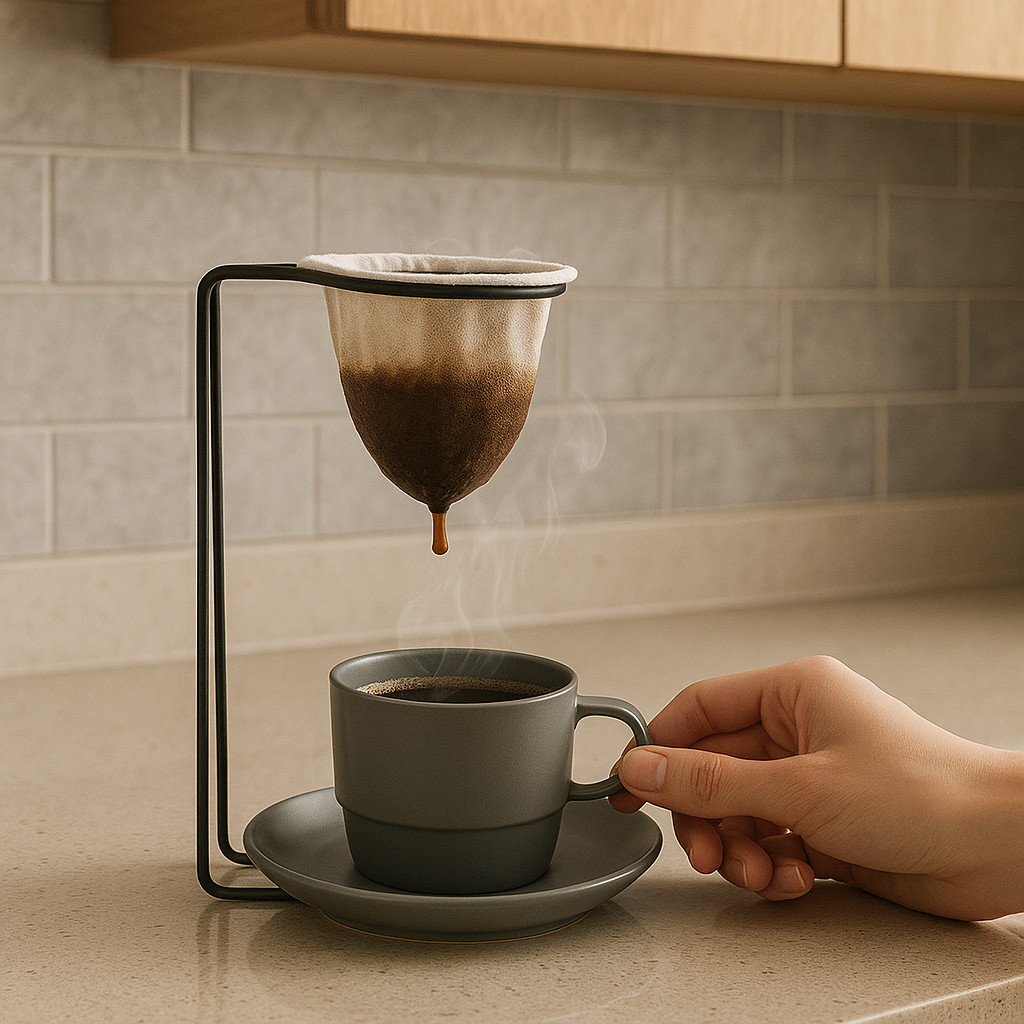 Mini Coador de Café Individual com Suporte e Xícara Plástica Cinza ...