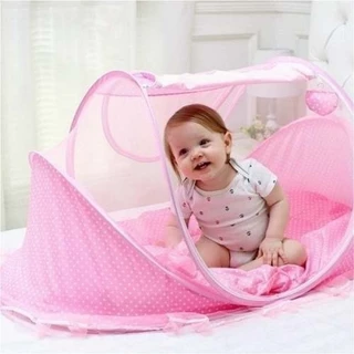 Berço Portátil Rosa com Mosquiteiro Ideal para Bebês Dobrável, Compacto e Seguro para Viagens