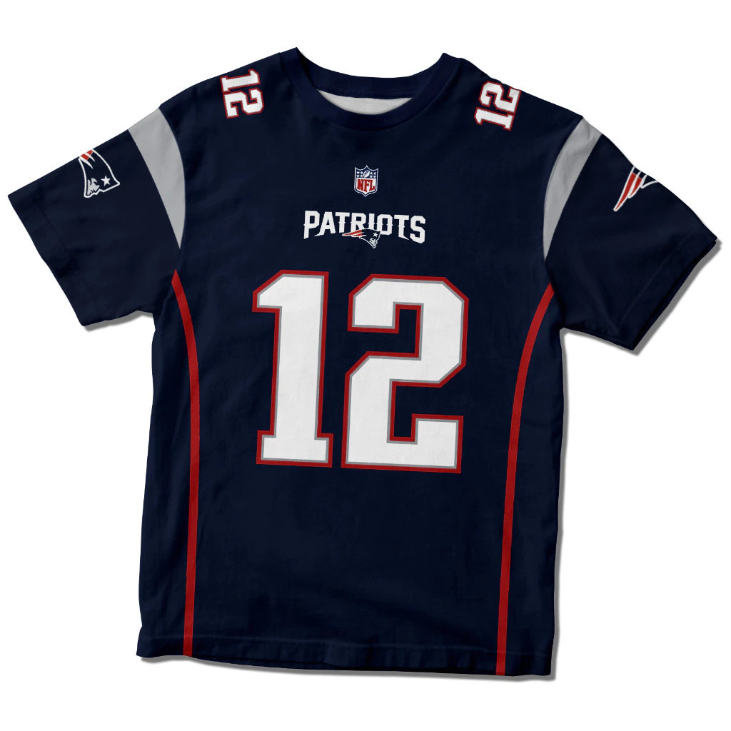 Camisa Camiseta New England Patriots Tom Brady Azul