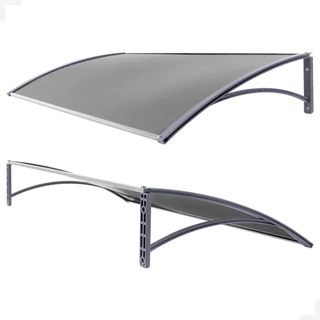 Toldo Policarbonato Versátil com Mão Francesa 1.0mx0.50m - Cinza com Fumê para Janelas, Portas, Lojas - Cobertura Para Chuva Modular