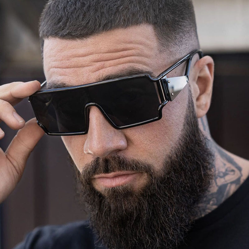 Óculos De Sol Masculinos , Quadrados De Uma Peça Oca Só , Personalidade ...