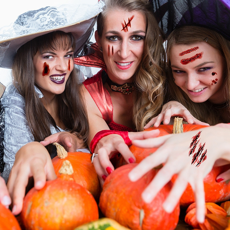 Acquista Adesivo Per Tatuaggio Temporaneo Da 2 Pezzi. Terrore Di Halloween. Cicatrice Realistica Con Sangue Finto In Italia A Partire Da 0.75 - Foto 9