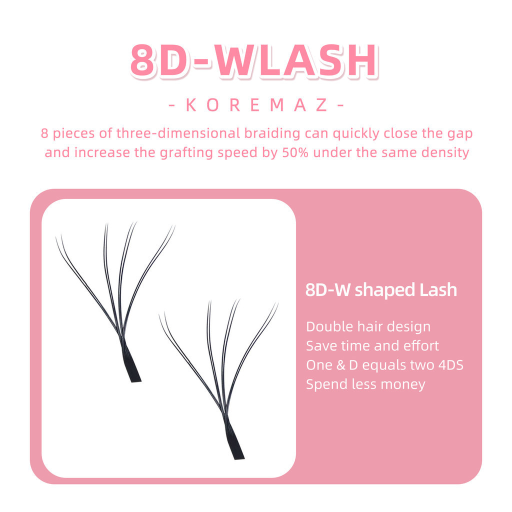 KOREMAZ 8D W Cílios Dupla Camada 4D Extensões De Forma Ventilador De ...