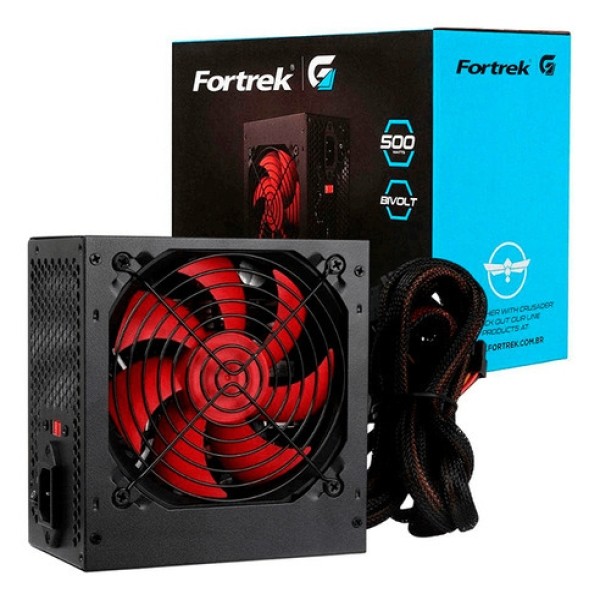 Fonte 500w Bivolt Atx Pc Fortrek Crusader Cooler 12cm Cor Preto Silenciosa