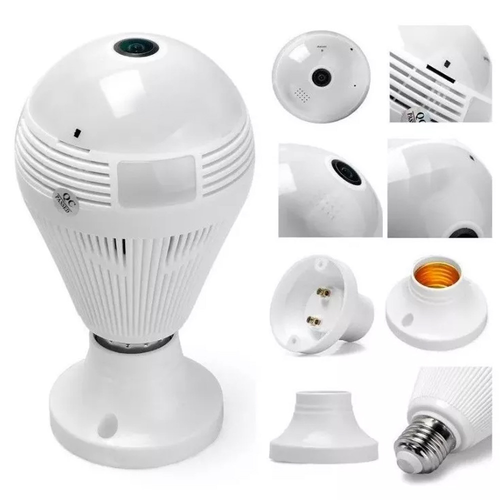 Lâmpada LED Câmera Espiã HD Wi-fi Panorâmica 360° com Soquete