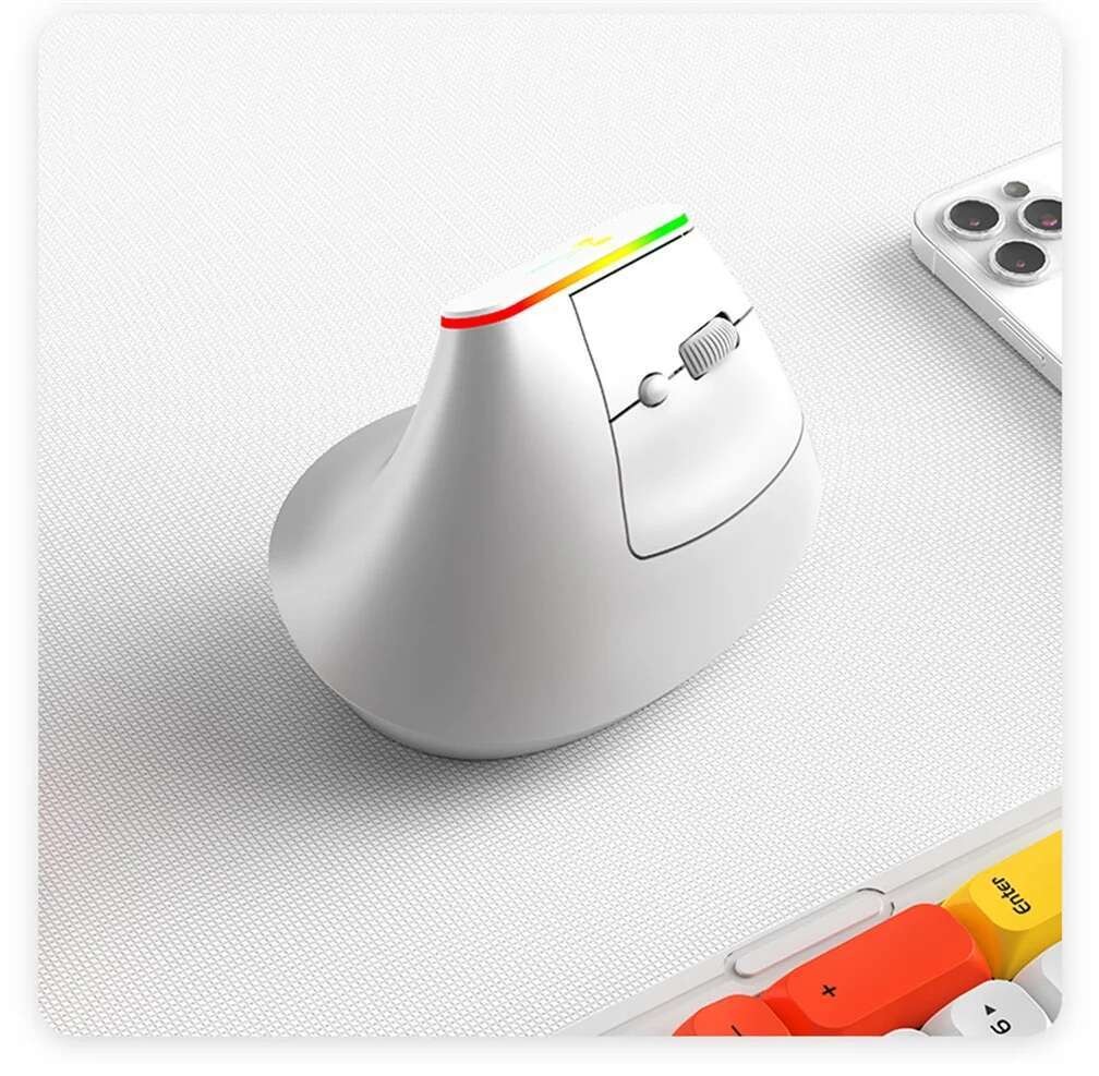 2.4G Bluetooth R8 Mouse Vertical Modo Duplo Tipo-C Recarregável RGB ...