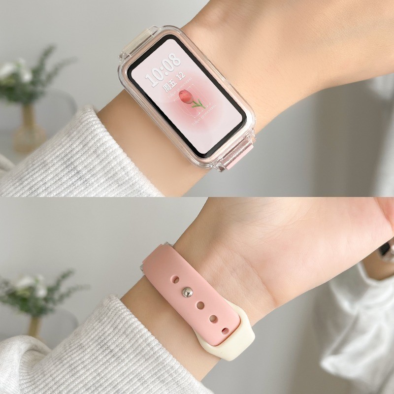 Pulseira De Silicone Com Capa Para Xiaomi Smart Band Active Active