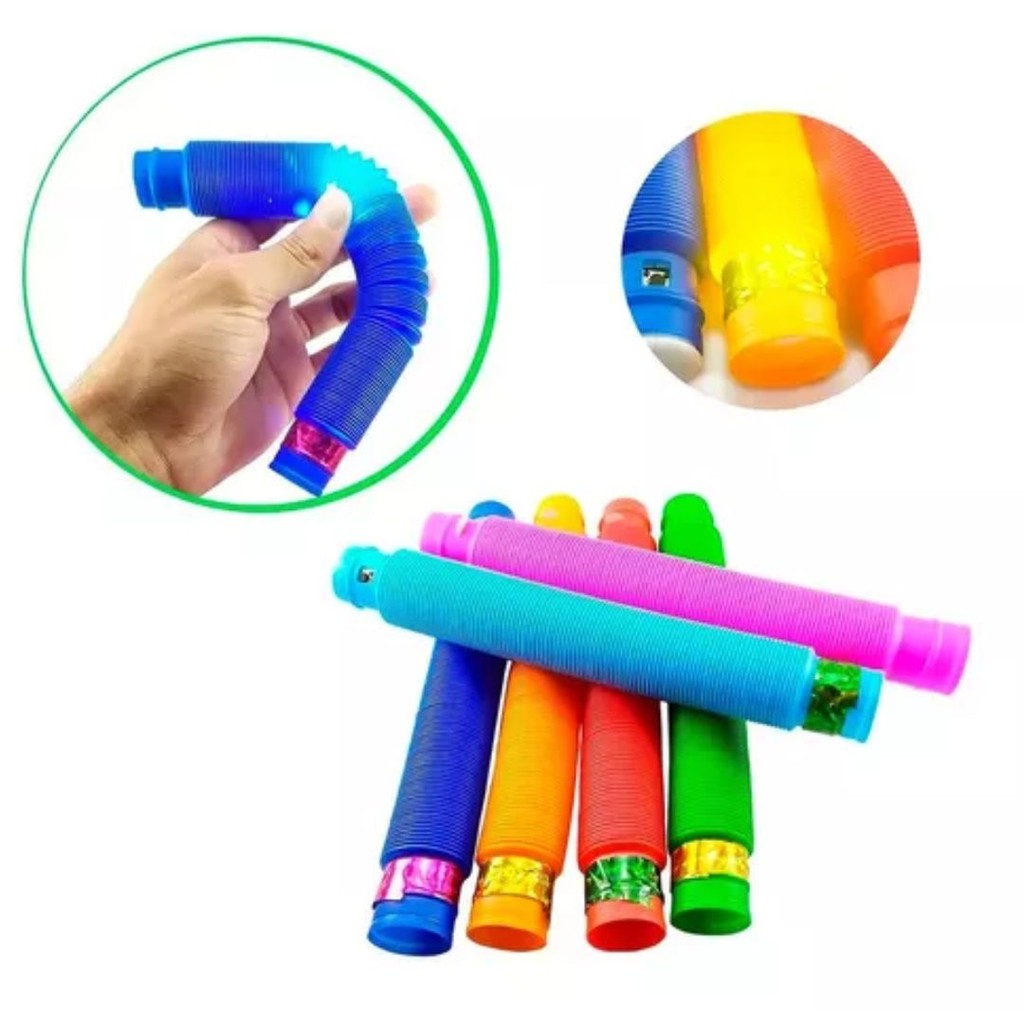 Pop Tube Led Com Luz Puzzle Fidget Toy Anti Estresse Cor Sortidas 