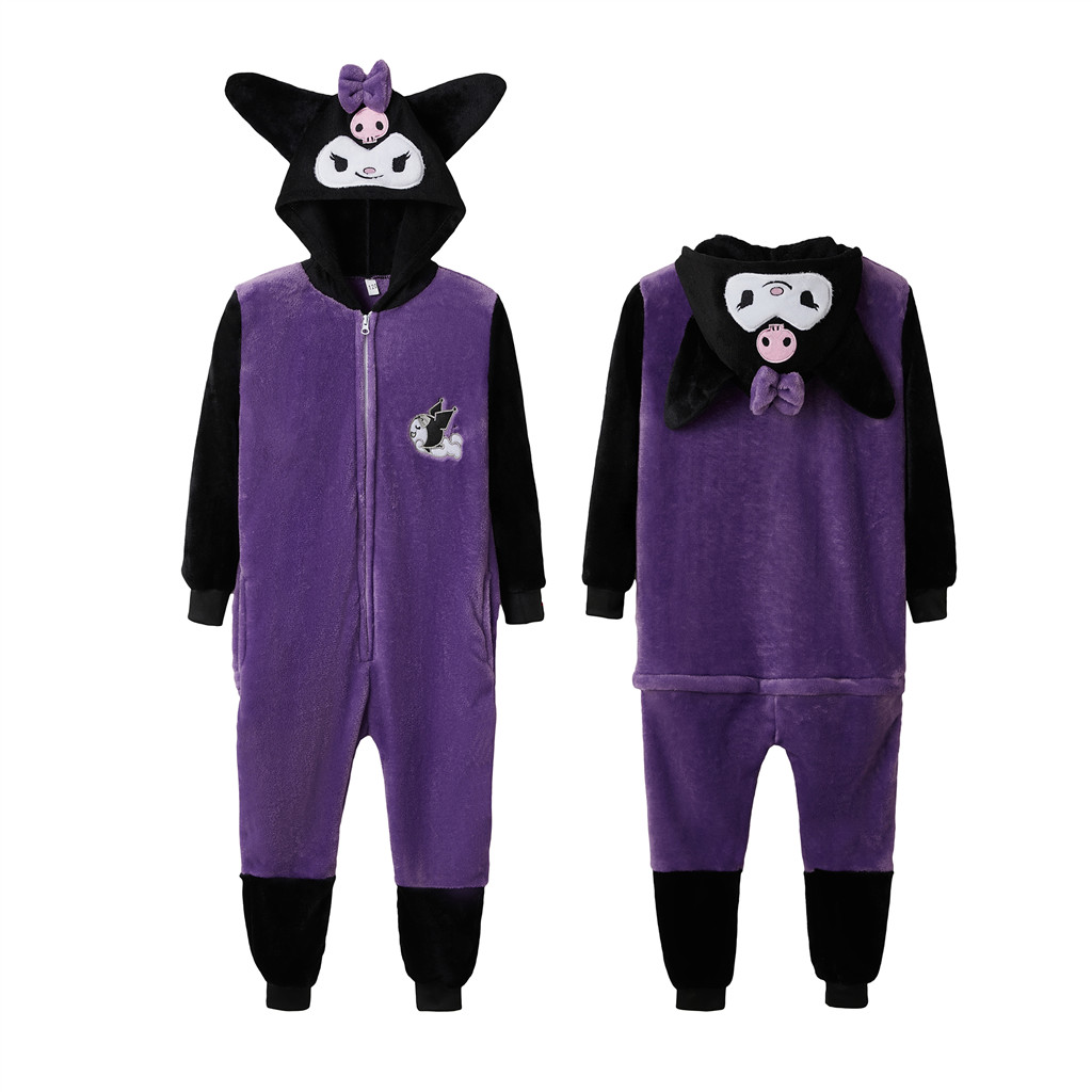 Novo Inverno Unissex Roxo Kuromi Anime Cosplay Trajes Onesies Para