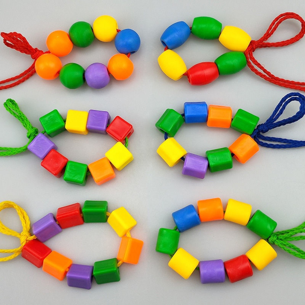 60Pcs Kids String Beads Toy Rope Threading Toys Alinhavo Miçangas ...