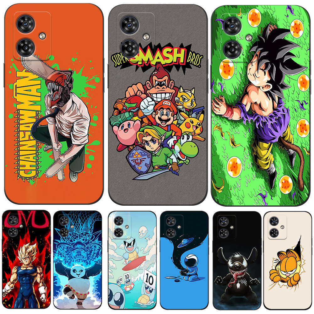 Capa Para Motorola MOTO G54 5G De Silicone Macio Preto Tpu Super Inteligente Bros Motosserra Dragon Ball