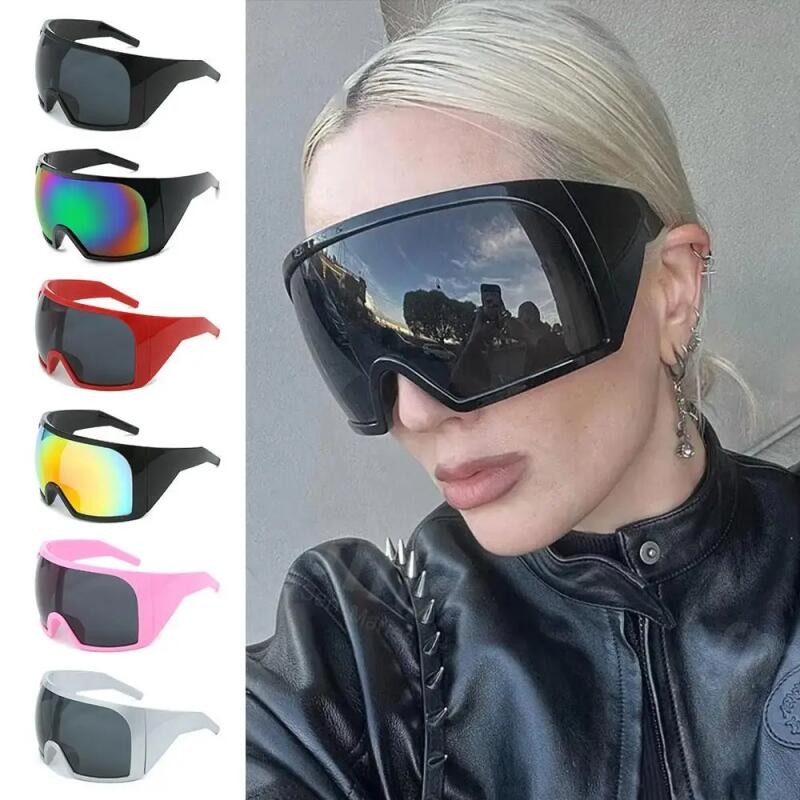 Óculos De Sol Futuristas Rave Curvados , UV400 Grandes Y2K Para ...