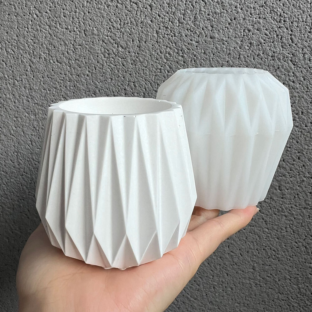 Origami Arte Planta Pote Molde De Silicone Geométrico Gesso Vaso Caneta Titular Vela Copo Fundição Concreto DIY Decoraçã