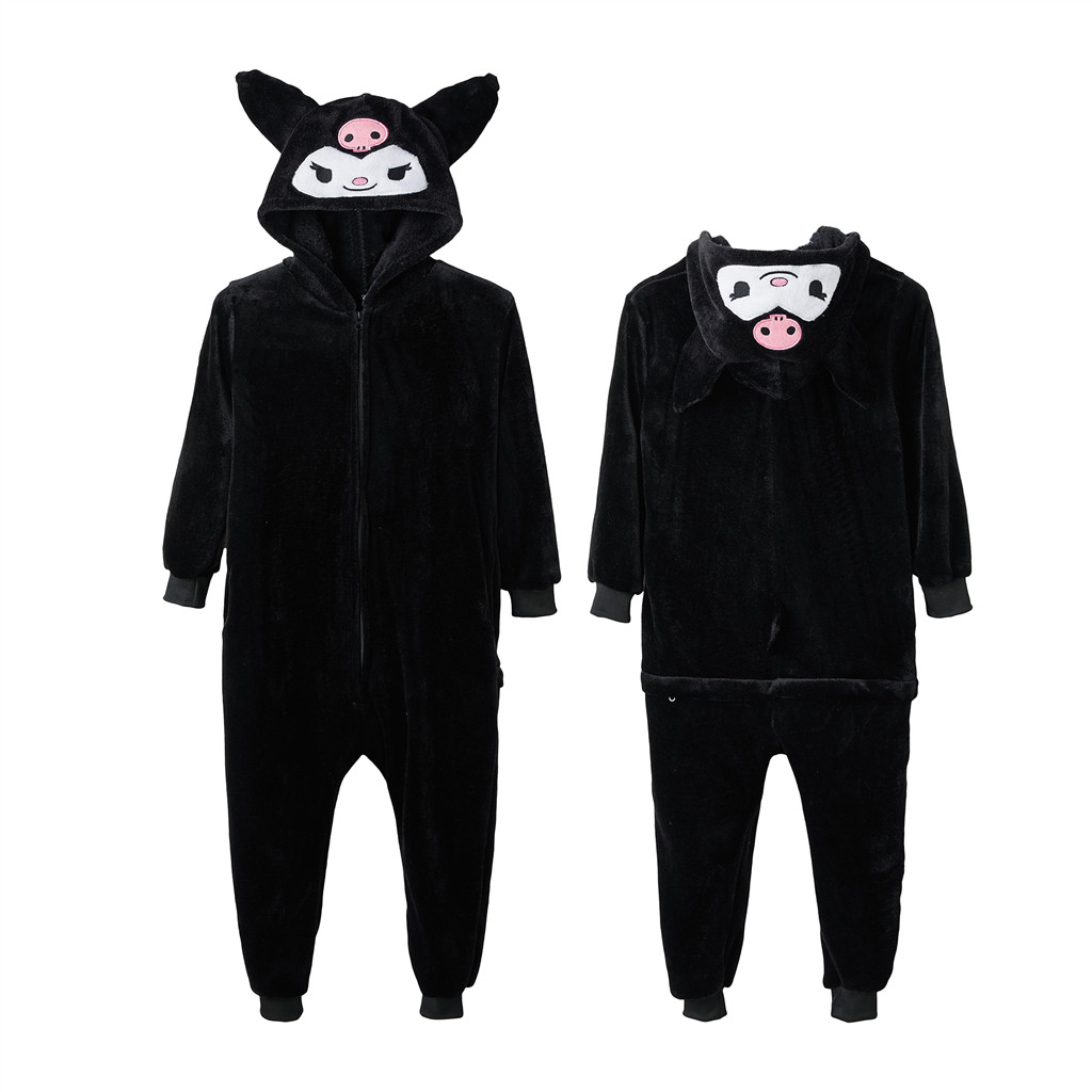 kigurumi フルセット Kigurumi Preto Kuromi Animal Dos Desenhos Animados Onesies