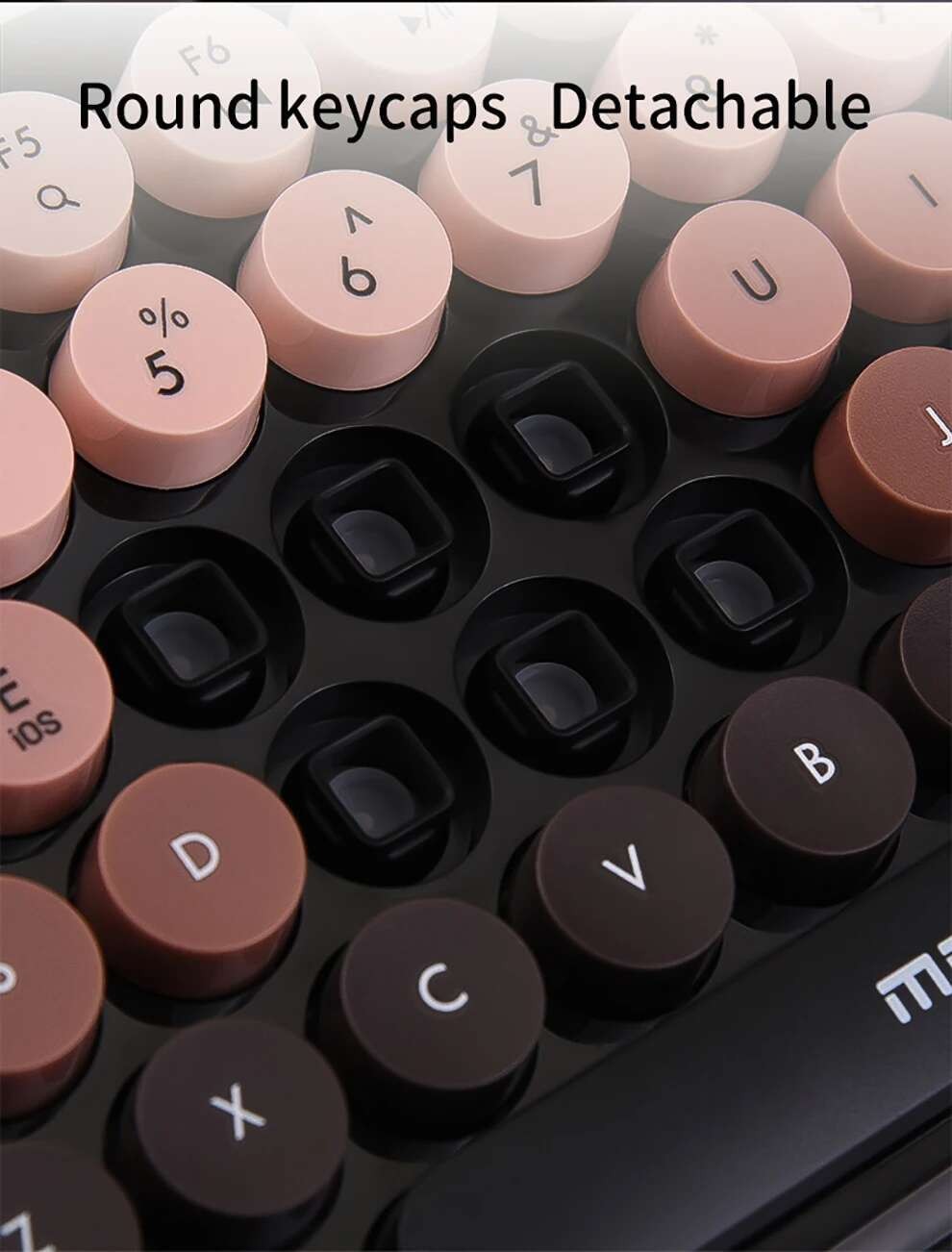 Mofii Ergonômico Bluetooth Modo Duplo 84 Teclas Retro Rodada Keycaps ...