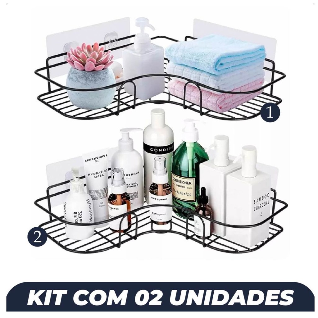 Kit 2 Suportes de Canto para Banheiro – Nichos Multifuncionais Sem ...