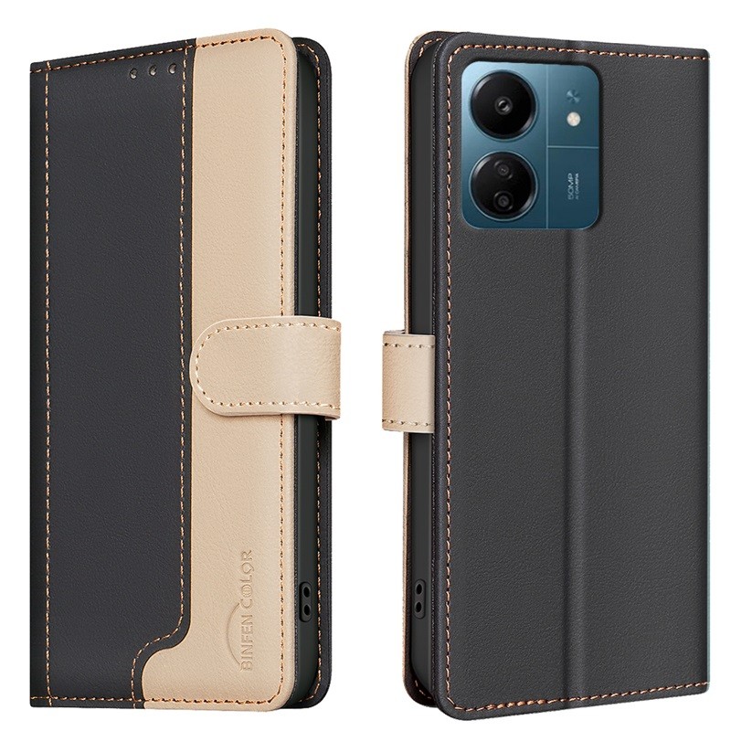 Housse Portefeuille Pour Redmi Note 14 Pro / 13 / 12 - Synthétique Cuir Noir - Neuf