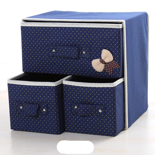 Caixa de armazenamento de três gavetas, espessada, de duas camadas, meias, roupa íntima, caixa de armazenamento dobrável