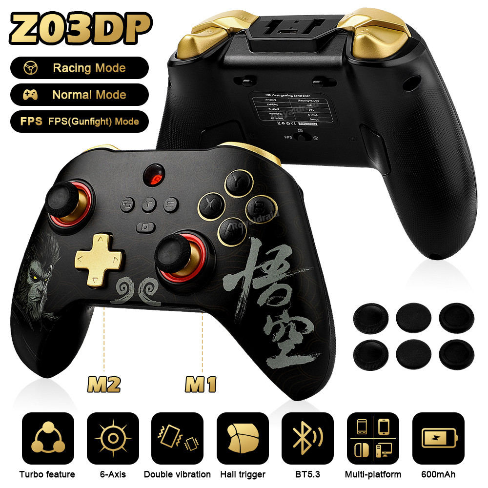 Z03DP Black Mith Wukong Gamepad 800Hz Sem Fio Dupla Vibração