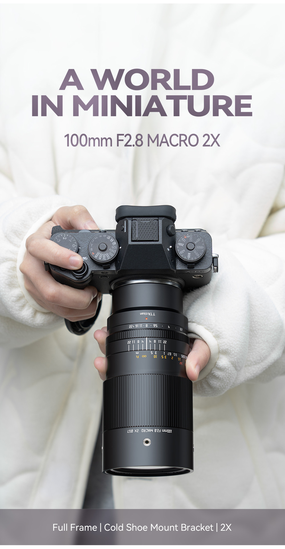 TTArtisan 100mm F2.8 Macro Tilt - Shift Metal Bodied Lens Compatibel met Fuji X Mount - Zwart