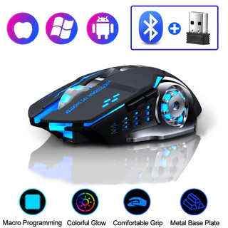 Mouse Sem Fio Recarregável 2.4GHz USB Bluetooth Backlight Ergonômico Silays Euse Para Laptop Macbook PC Tablet Telefone