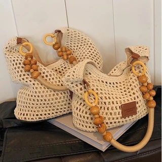 Bolsa De Malha De Esqueleto Tecido De Praia Ombro De Grande Capacidade Nas Axilas