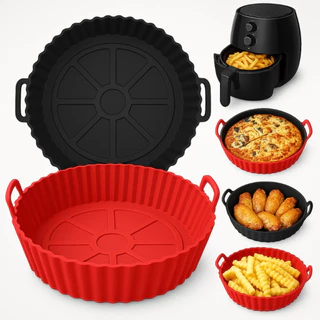 Kit Forma De Silicone Air Fryer Forno Fritadeira Assadeira Reutilizável Antiaderente Flexível Leo Store BR