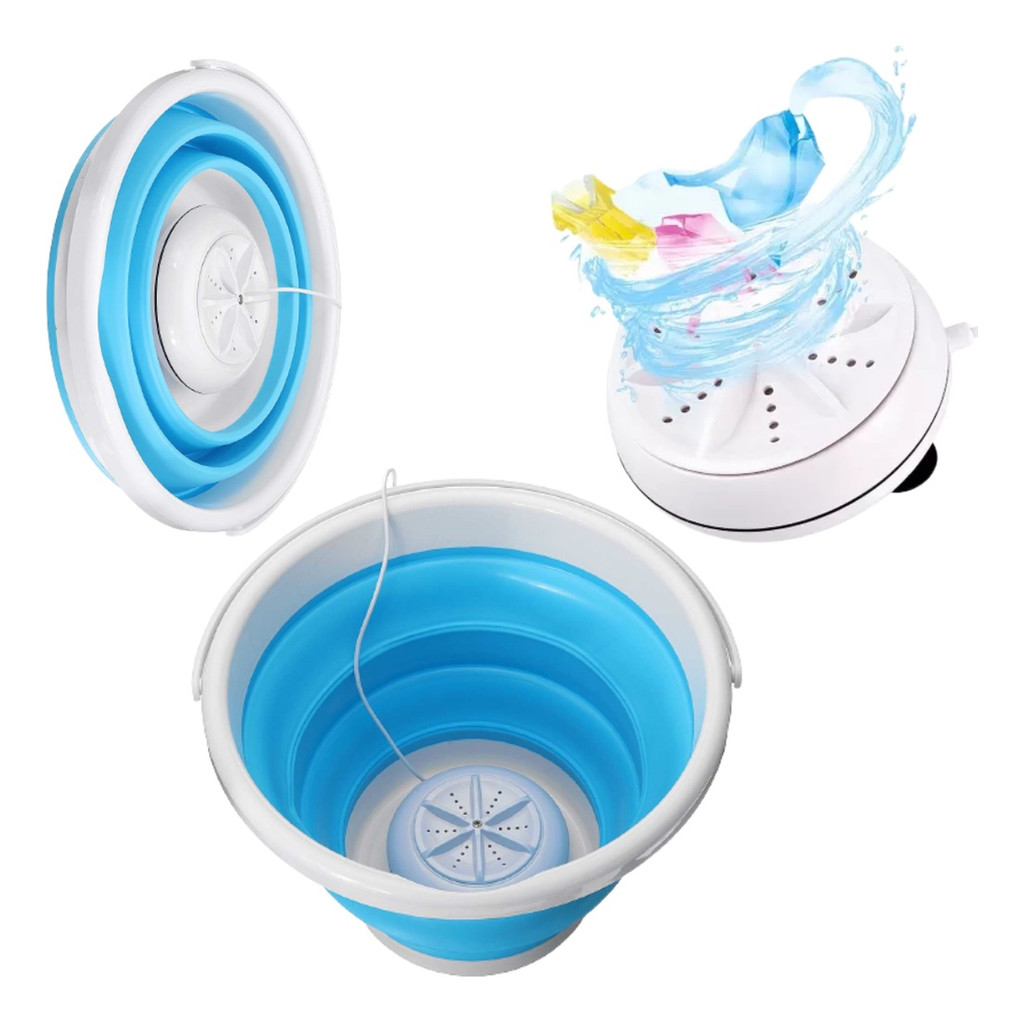 Mini Lava Roupas Completa Rotor Usb Com Balde 5L Retrátil Portátil Mini ...