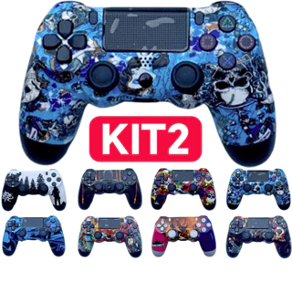 KIT 2 Controle Sem Fio PS4 Sensor de 6 Eixos com Touchpad Compatível com PC TV e Android