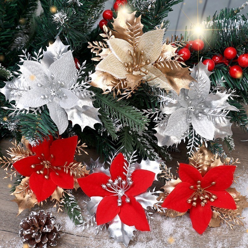Enfeites de Natal Flores 5 Un.