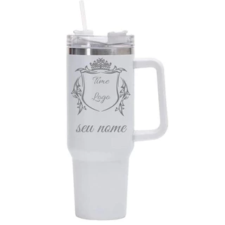 Copo Termico Com Tampa e Canudo Personalizado Branco