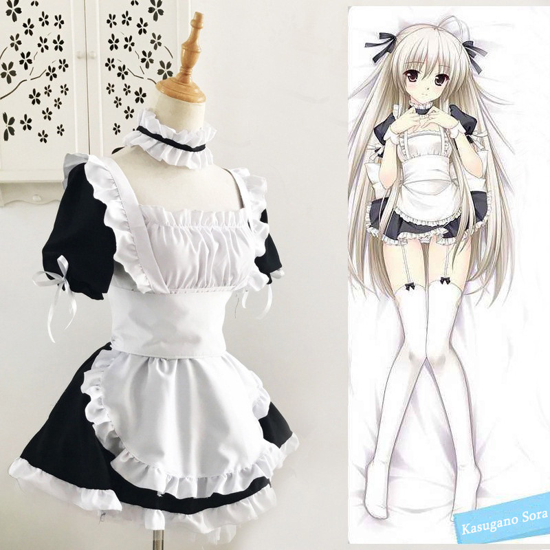 Anime Kasugano Sora Cosplay Traje Feminino Uniforme De Empregada ...