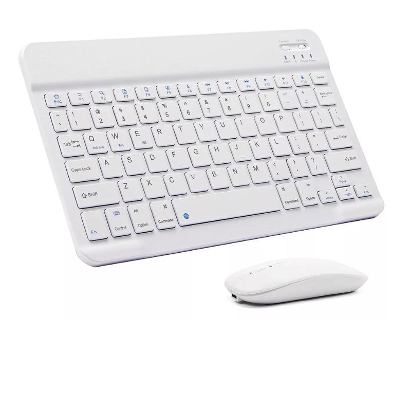 Kit Teclado + Mouse Sem Fio Bluetooth Para Notebook e Tablet Branco ...