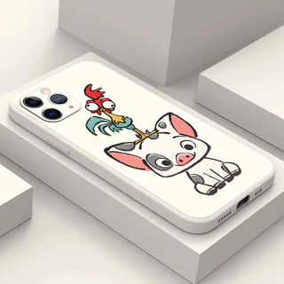 Capa Para iphone 14 15 plus Pro Max Traseira De Telefone De silicone Macio Moana Porco Frango