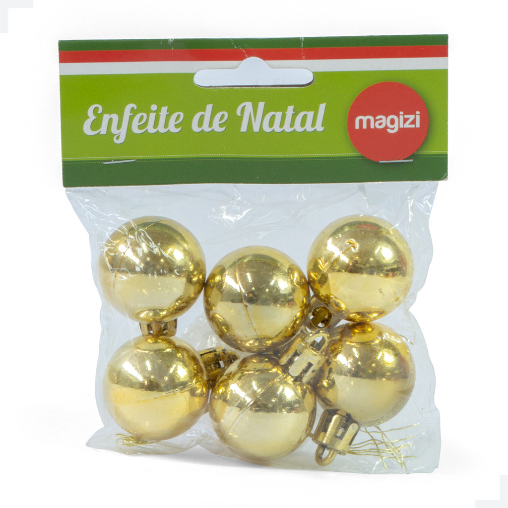 Bola de Enfeite Brilhante 3cm - Kit com 6 Unidades para Decorar sua Árvore de Natal