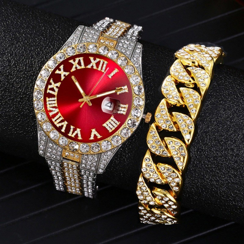 Reloj Hip Hop Para Hombres Con Calendario De Escala Romana Relojes De