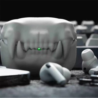 Para AirPods 4 3 2 1 Pro Pro2 Caso De Fone De Ouvido 3D Horrível Tigre Dente Dos Desenhos Animados Caixa Com Pingente Le