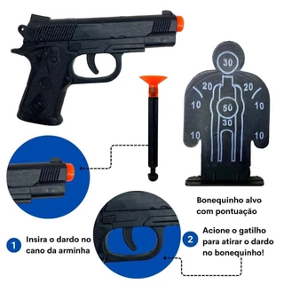 kit 2 pistola de ar com 6 dardo e 1 alvo brinquedo presente