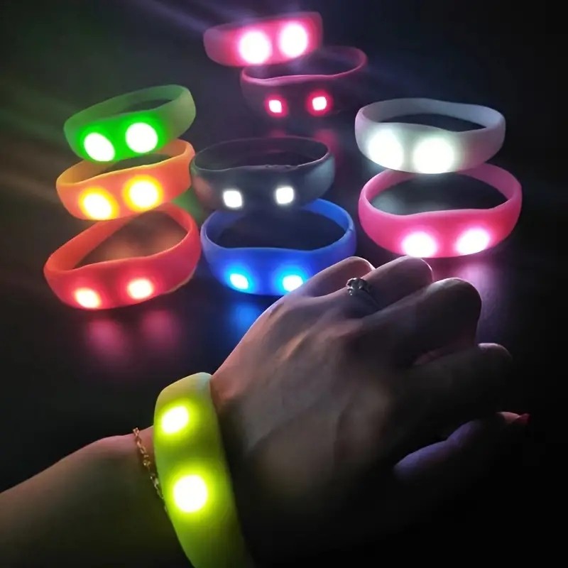 10 Pçs LED Pulseira De Controle De Voz Som Ativado Piscando Brilho ...