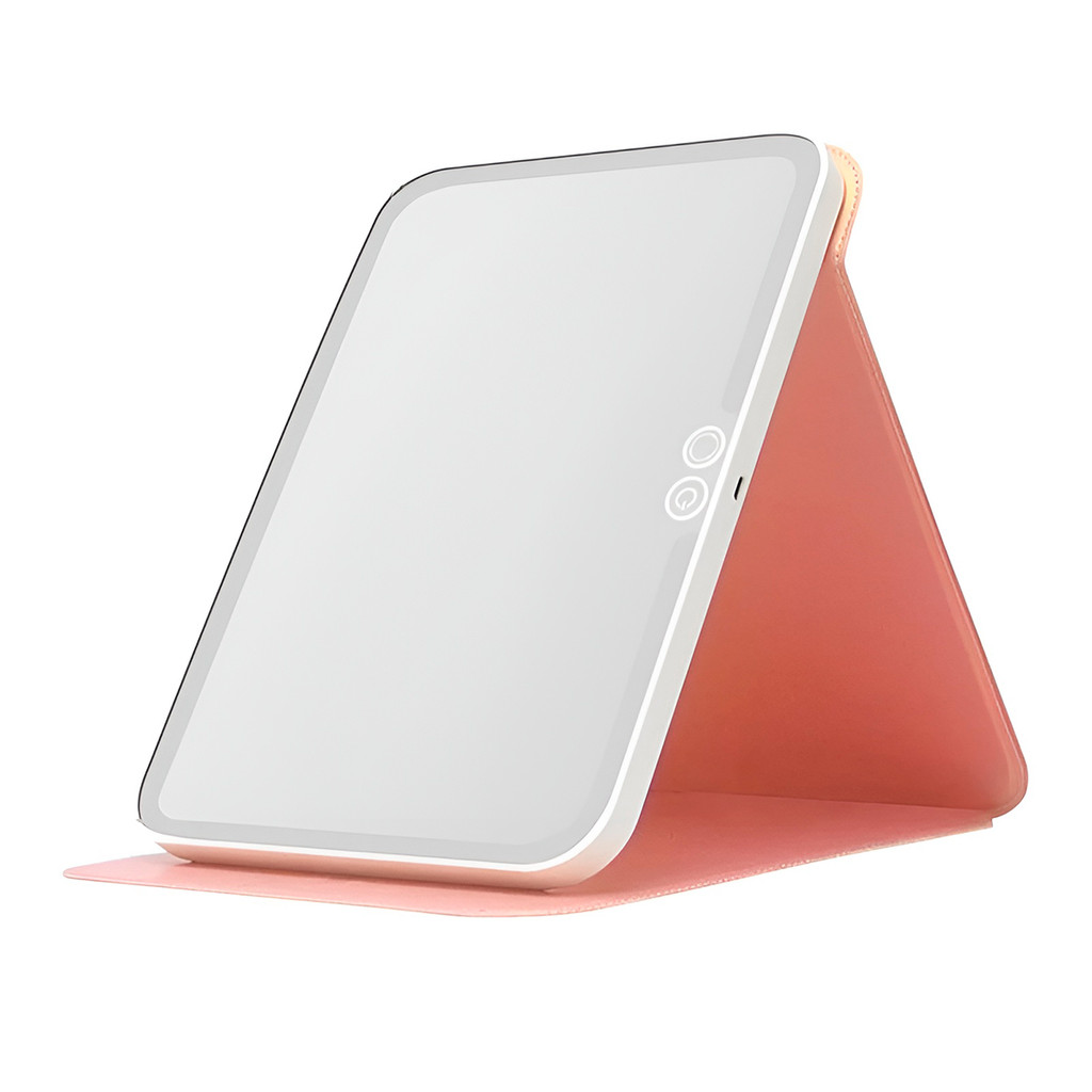 Espelho de Maquiagem LED Touch Recarregável USB Rosa