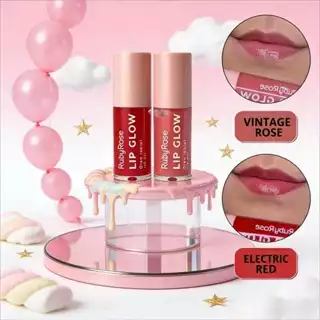 Lip Glow Óleo Labial Ruby Rose - Lip Tint - Brilho e Hidratação - beleza e natural HB-L6502 em Oferta na Shopee