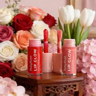 Lip Glow Óleo Labial Ruby Rose Lip Tint - Brilho e Hidratação - beleza e natural - Electric Red, Vintage Rose HB-L6502 em Oferta na Shopee